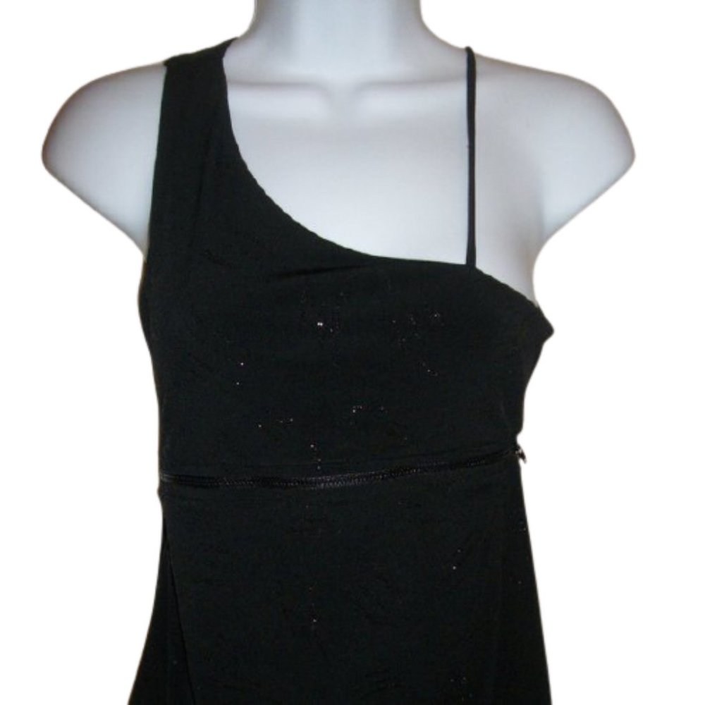 --- Black Shiny  Asymmetrical Top Fits Small